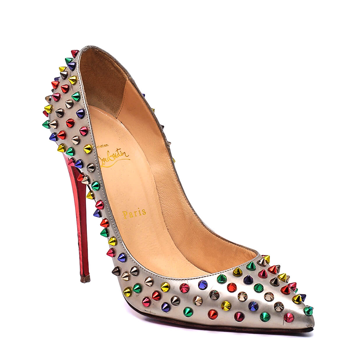 Christian Louboutin - Multicolor Leather Pigalle Follies Spikes Pumps 40